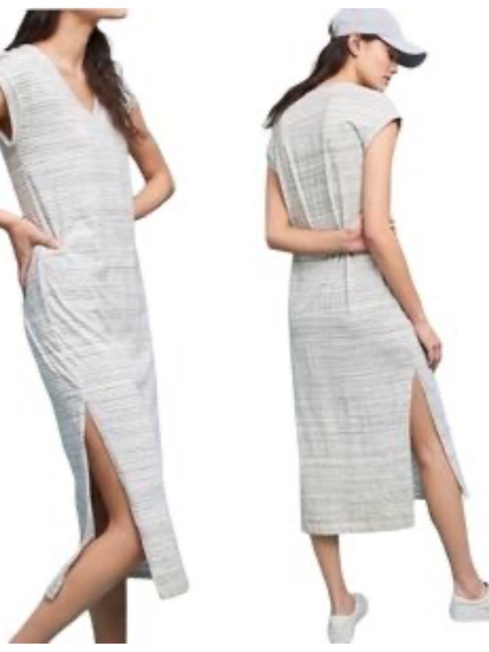 Striped V-Neck Casual Dress